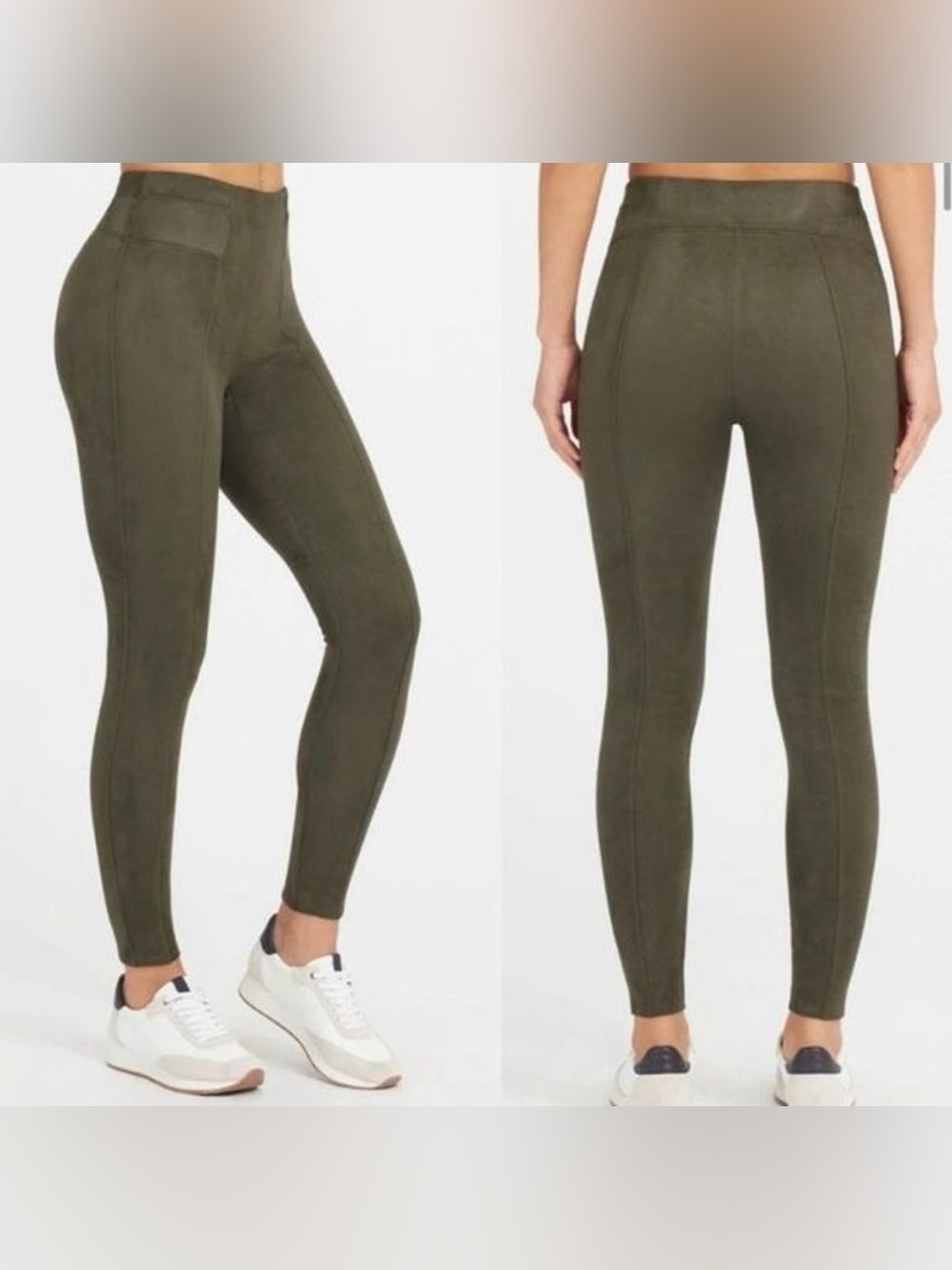 Spanx NWT Faux Suede Leggings Olive Size Small